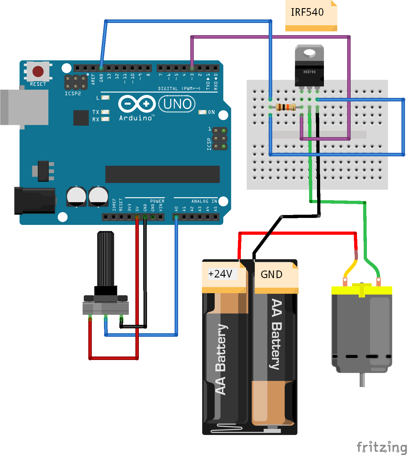 Piloter Un Moteur Avec Un Mosfet Irf Et Potentiom Tre Arduino